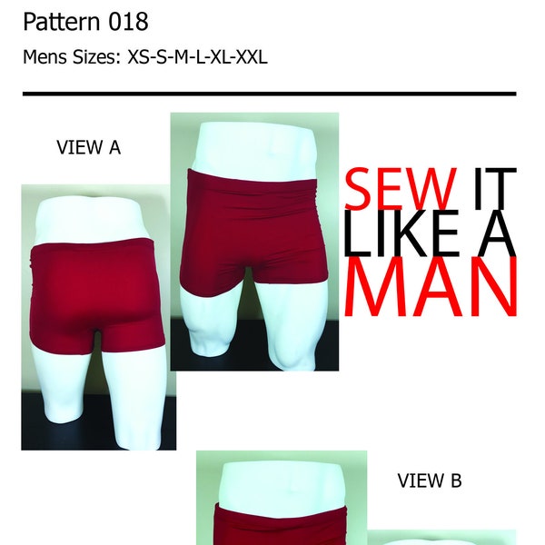 Mens Vintage Swim Trunk Sewing Pattern PDF