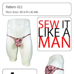 Men&#39;s Low-Rider Stringy Bikini with Full Rear 011 PDF Sewing Pattern 011
