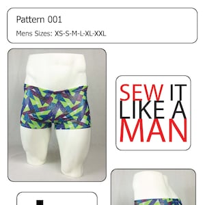 Mens Square Cut Swim Trunk Yoga Short Sewing Pattern PDF Digital Download