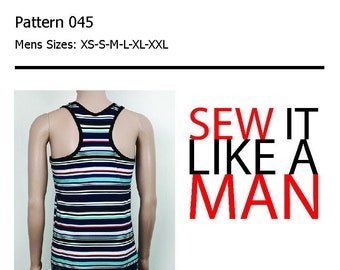 Men's Racer Back Tank Top Pattern PDF Sewing Pattern 045