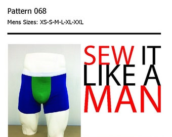 Men's Bermuda Boxer Brief Trunk Underwear PDF Sewing Pattern 068