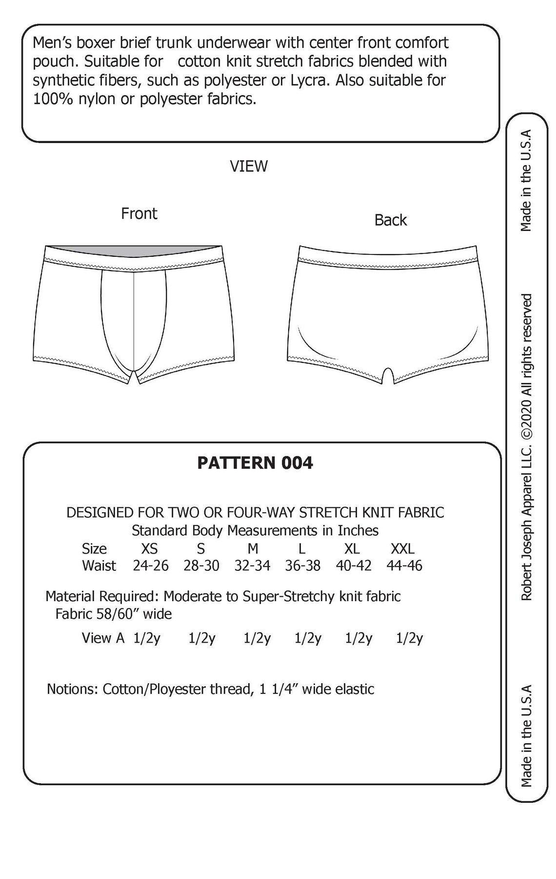 Mens Boxer Brief Trunk Underwear Sewing Pattern PDF Digital - Etsy ...