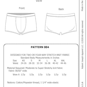 Mens Boxer Brief Trunk Underwear Sewing Pattern PDF Digital Download image 2