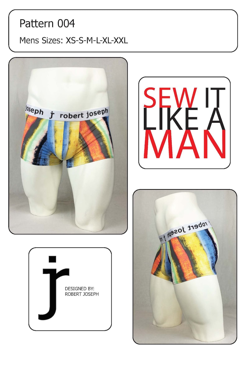 Mens Boxer Brief Trunk Underwear Sewing Pattern PDF Digital Download image 1