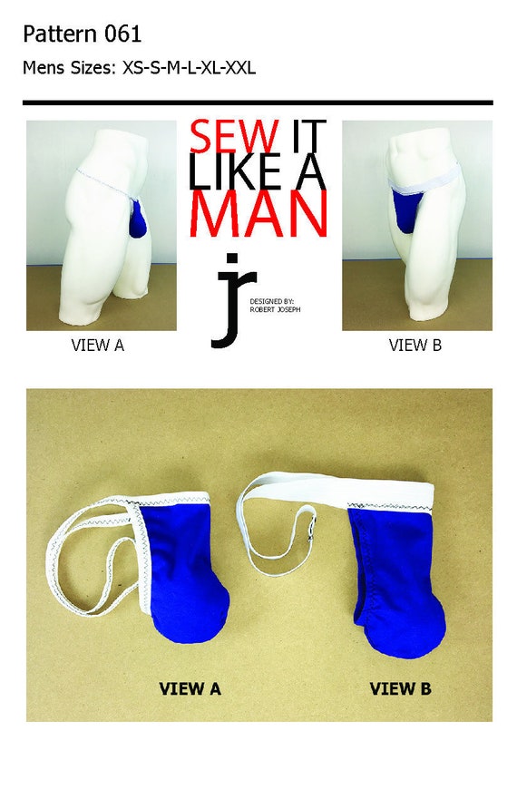 Mens Strapless Sack Pouch G-string Jockstrap Underwear Sewing Pattern PDF 