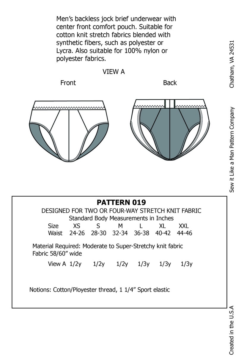 Men's Backless Jock Brief Jockstrap Sewing Pattern PDF image 4