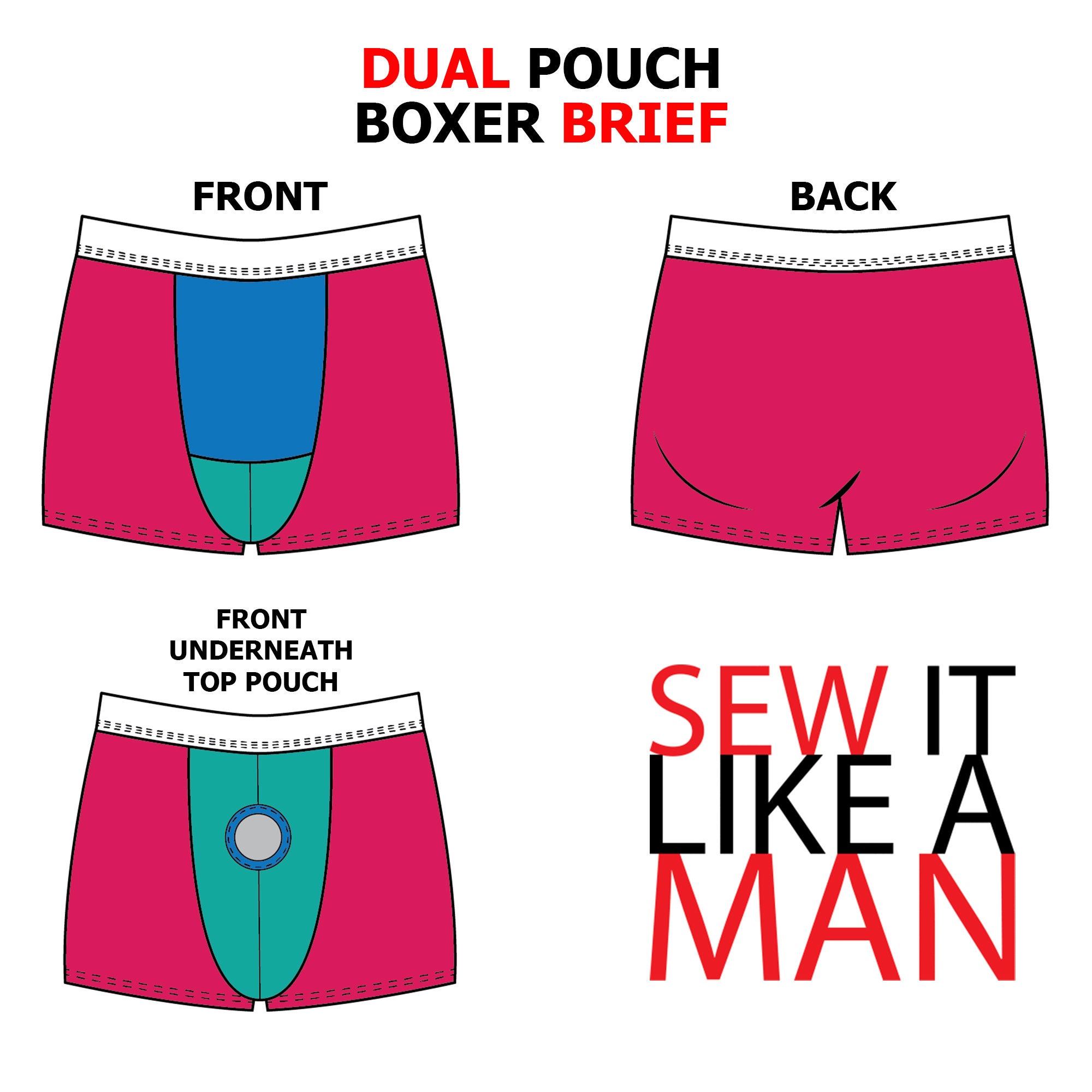 Men's Dual Pouch Boxer Brief Sewing Pattern PDF -  Canada