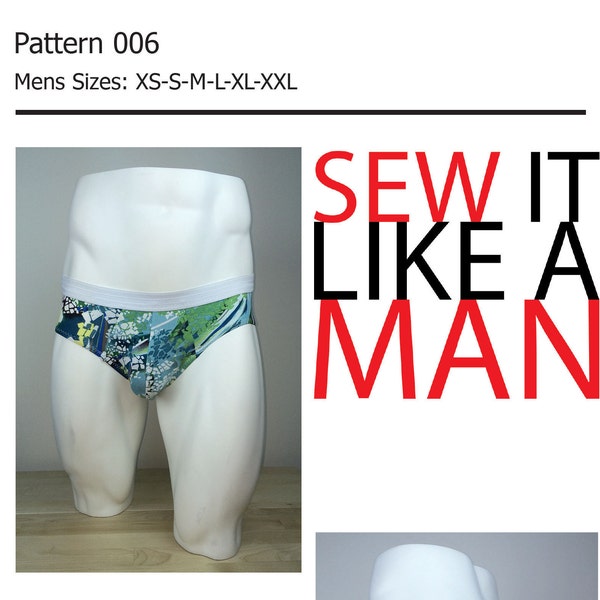 Mens Front Pouch Brief Underwear Sewing Pattern PDF