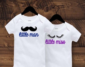 Twin Onsies 'Little man' and 'Little miss'