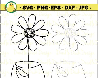Line Art Flower in Pot svg png jpg dxf eps