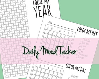 Color My Year/Month/Day Daily Mood Tracker