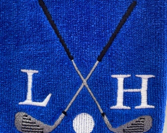 monogrammed golf or tennis hand towel with (or without) grommet