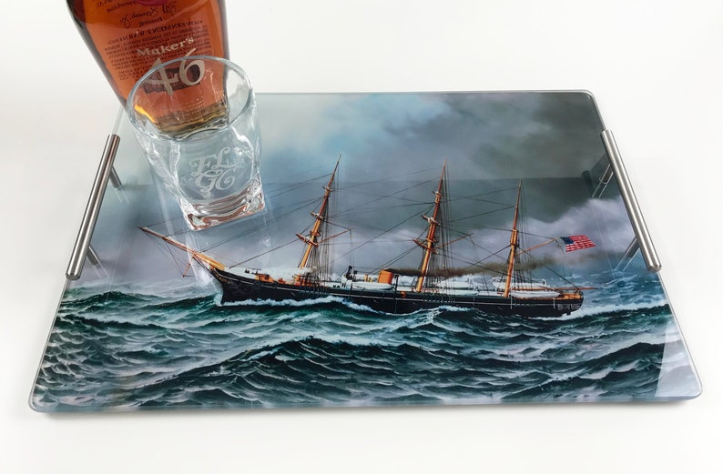 Custom Serving Tray Photo Bar Tray Personalized Glass Etsy