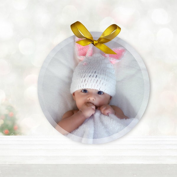 Personalized Baby Glass Ornament Custom new born ornament gift, Hanging Picture, Photo Ornament, Custom Photo Gift