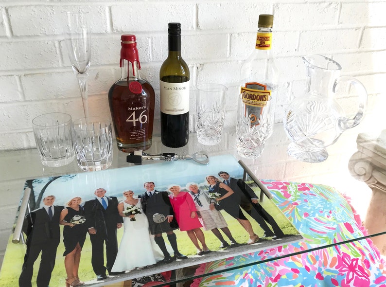 Custom Serving Tray Photo Bar Tray Personalized Glass Etsy