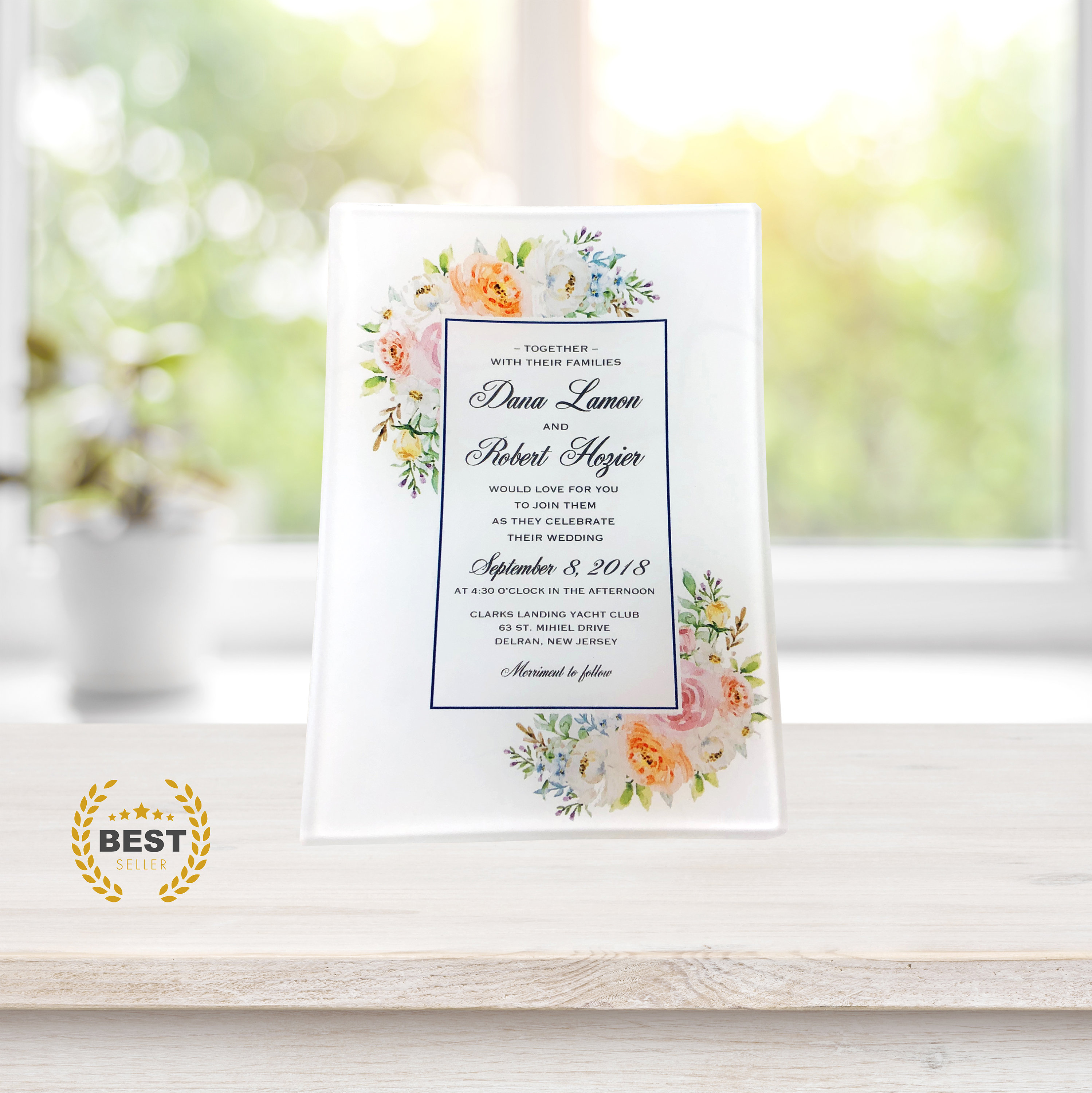 Wedding Invitation Tray Keepsake Gift, Photo Plate, Glass Memorial
