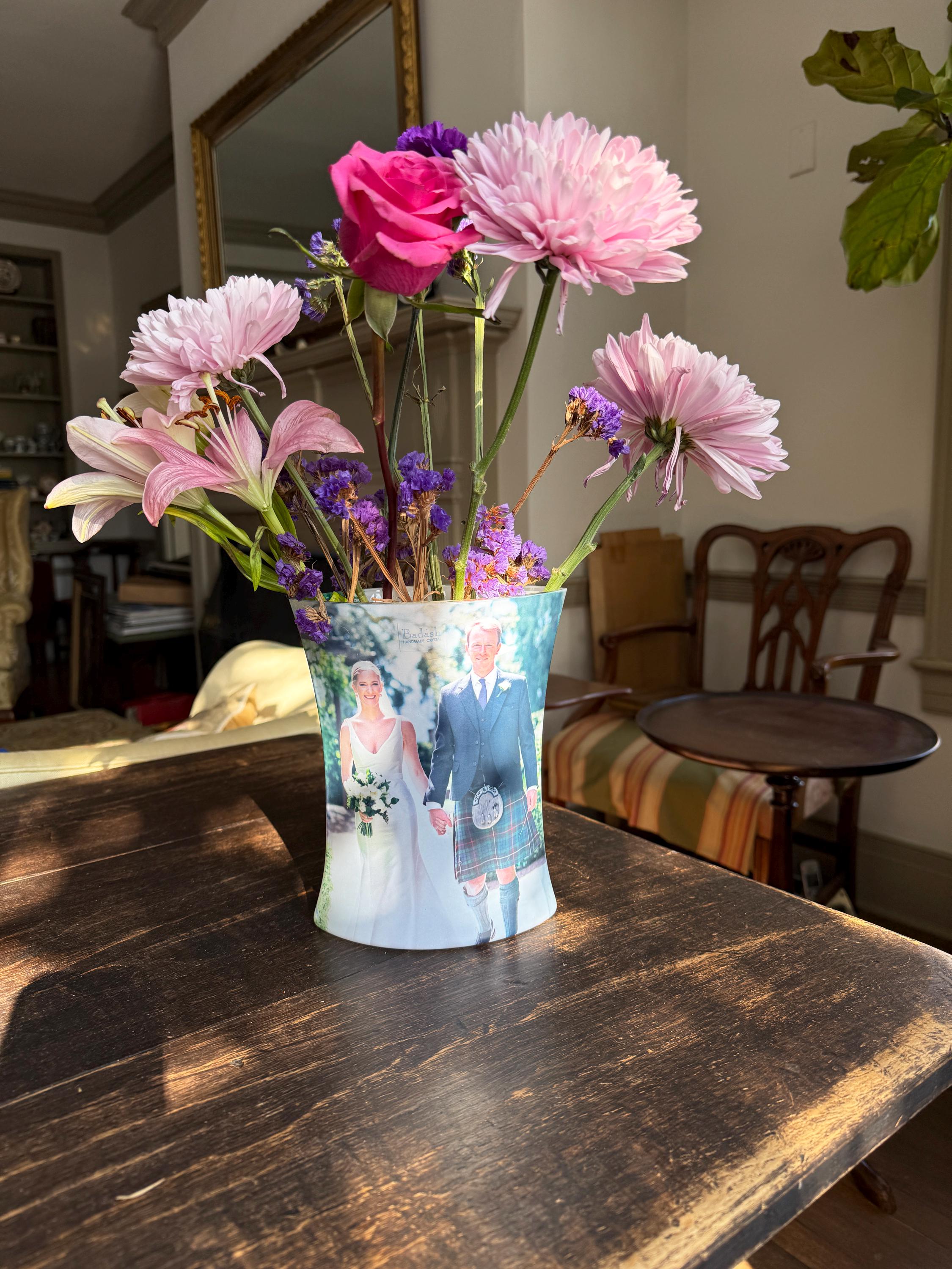 Customised Container Vase Photo Personalized Floral Glass Vase ~ Custom Printed Glass Centerpiece ...
