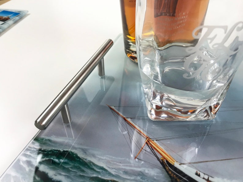 Custom Serving Tray Photo Bar Tray Personalized Glass Etsy