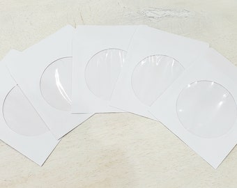 CD Sleeves*White Window Envelopes*5x5 Envelope with flap and Tuck*Set of 10 CD Sleeves*Junk Journal Storing Scrapbook