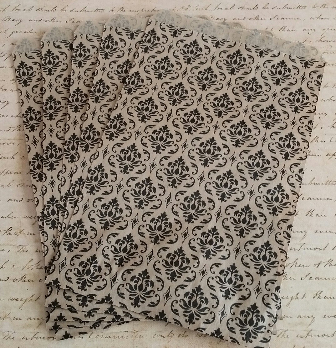 Damask Kraft Merchandise Paper Bags- 6x9 For use in Junk Journals, Pl…