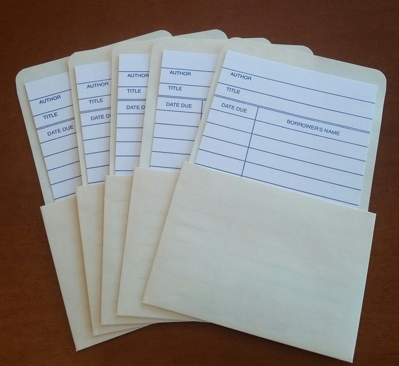 Set of 10 Library Cards and Book Pockets Etsy