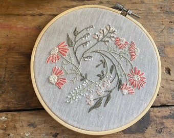 Embroidery hoop art, Hand embroidery, Modern hand embroidery, Flower hand embroidery, Art textil,  Boho decor,  Nature lover, Walldecor