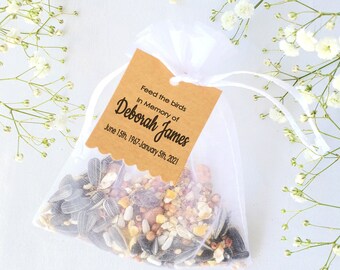 Memorial Keepsake Cremation Funeral Favours 40 x Feed The Birds' Cards with Seeds 
