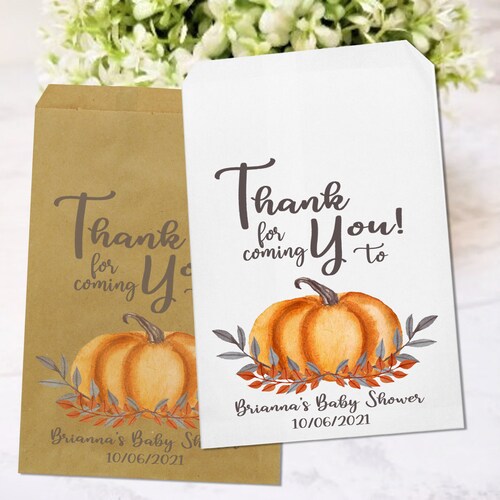 LINED Fall Baby Shower Favor Bags Little Pumpkin Baby Shower Etsy