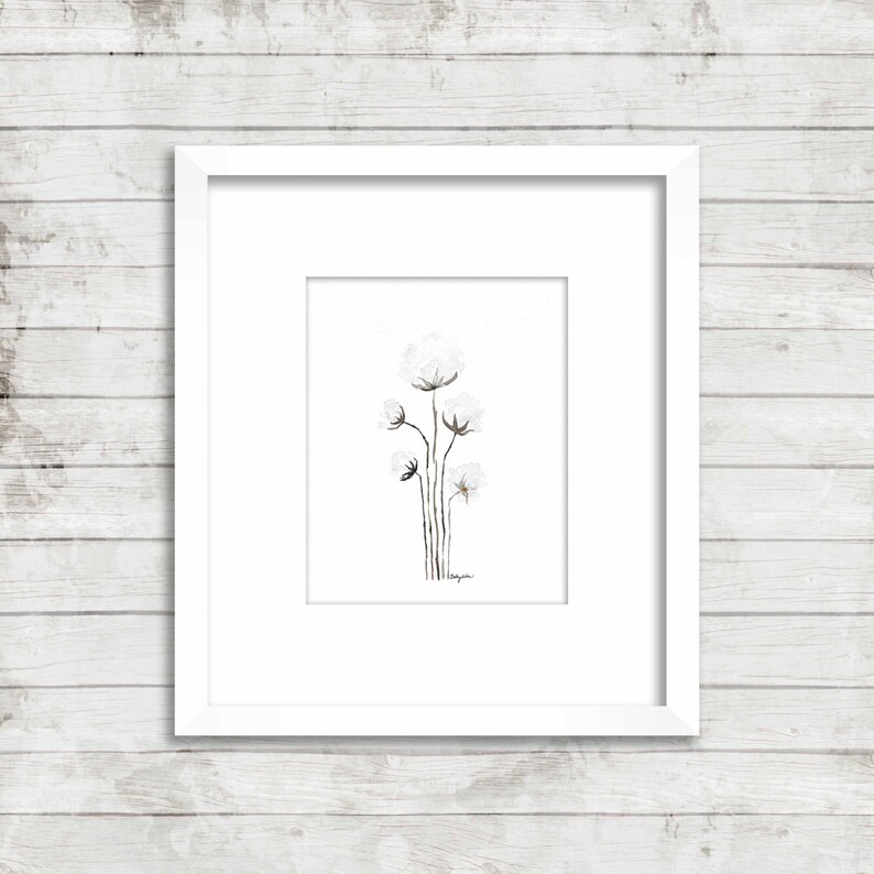 ORIGINAL 8x10 Cotton Stem Watercolor Painting Art for Sale Etsy