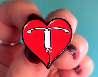 I Heart IUD Enamel Pin - Lapel Pin - Badge - Birth Control - Reproductive Health - Intrauterine Device - Feminist Pin - IUD love