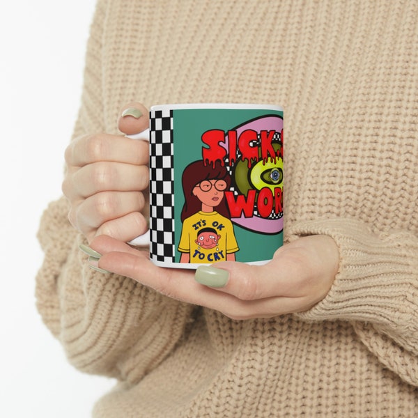 Daria Sick Sad World, Its Okay to Cry Mug, 90s Nostalgia, Grunge, Aesthetic Mug, checkerboard, 90s kid, coffee mug, MTV, funny mug