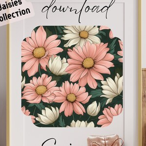 Marguerites, motif sans couture, fichiers sans couture bohème, fleurs de Pâques sans couture, PNG floral, motif floral sans couture, sans couture bohème chic