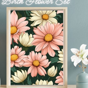 Flor de Nacimiento, Conjunto, png, Lirio, Regalos de Cumpleaños, Couquette, Flor de Tela Boho, Archivos Boho Sin Costuras, Uso Comercial, flor del mes de nacimiento