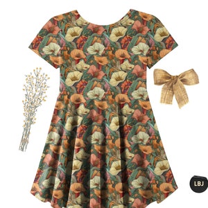 Herbst Hibiskus Bouquet, Boho Blumenmuster zum Nähen, Wren Kleid, Vintage Muster png Hübsche Nahtlose Blumendatei, Vintage