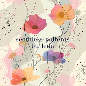 Boho Seamless Files, Seamless File, Boho Wildflowers, Floral PNG, Minimalista, etéreo, pastel, clip art floral, paquete mega saver