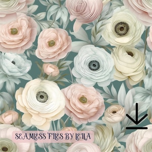 Renoncule, Dahlia, modèle sans couture, fichiers sans couture Boho, Pâques Floral sans couture, PNG floral, motif floral sans couture, Boho Chic sans couture