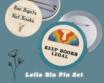 Bookish Gift Set, Gift for Book Lovers, 1", 3.5 Button, LGQBT Badge, Feminist, Gift Wrapping, Free Stickers and Art, Gift