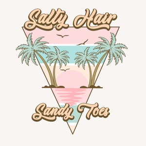 Salty Hair Salty Toes Sticker, Faded Retro Vintage Summer, Summer Vibes, Beach vibes, trending  Sticker, positive vibes, Small Gifts