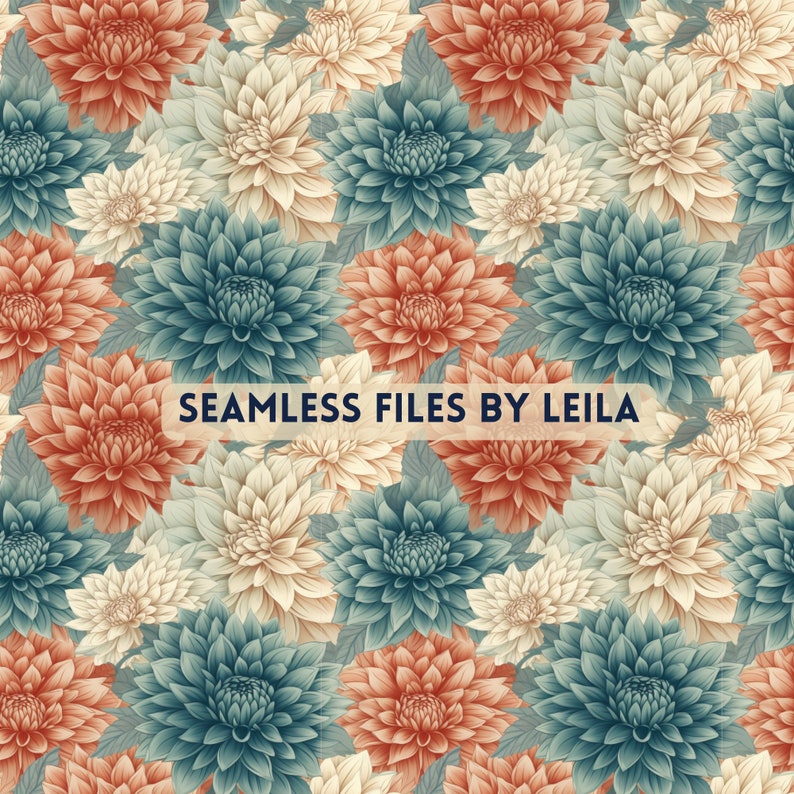 Vintage Dahlia Flower Pattern, Minimalist, Seamless Repeating File ...