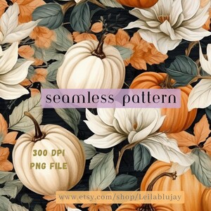 Teal Pumpkin Magnolia Pattern, halloween direct print to fabric, Sublimation, Commercial Use, Fall Design Elements PNG, PDF, Clothing, Gift
