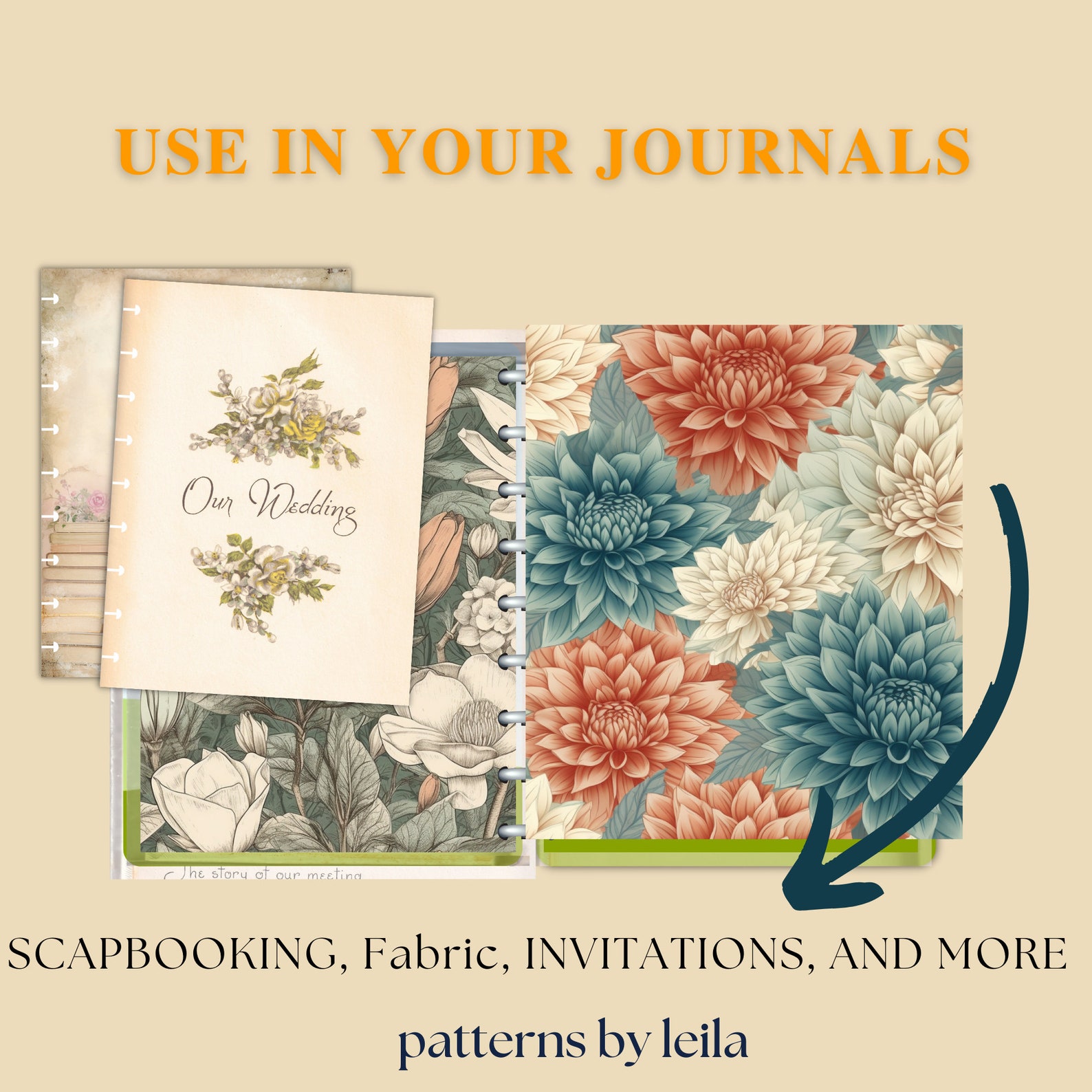 Vintage Dahlia Flower Pattern, Minimalist, Seamless Repeating File ...