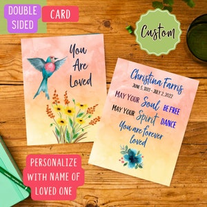 Carte commémorative personnalisée | Colibri aquarelle | Cadeau | de prière pour les funérailles | Ajoutez votre nom | Cadeau commémoratif personnalisé | Livraison gratuite