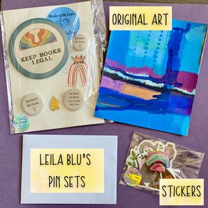 Bookish Gift Set, Gift for Book Lovers, 1, 3.5 Button, LGQBT Badge, Feminist, Gift Wrapping, Free Stickers and Art, Gift image 7