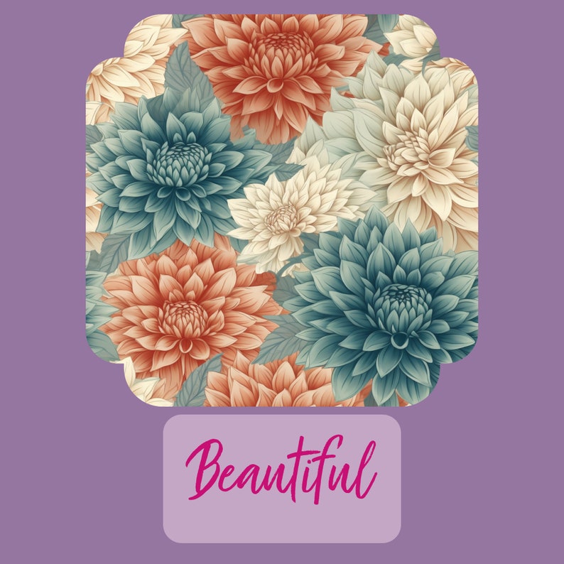 Vintage Dahlia Flower Pattern, Minimalist, Seamless Repeating File ...