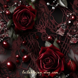 Gothic Rose and Lace, Gothic Seamless, File for Printing, Sublimation ...