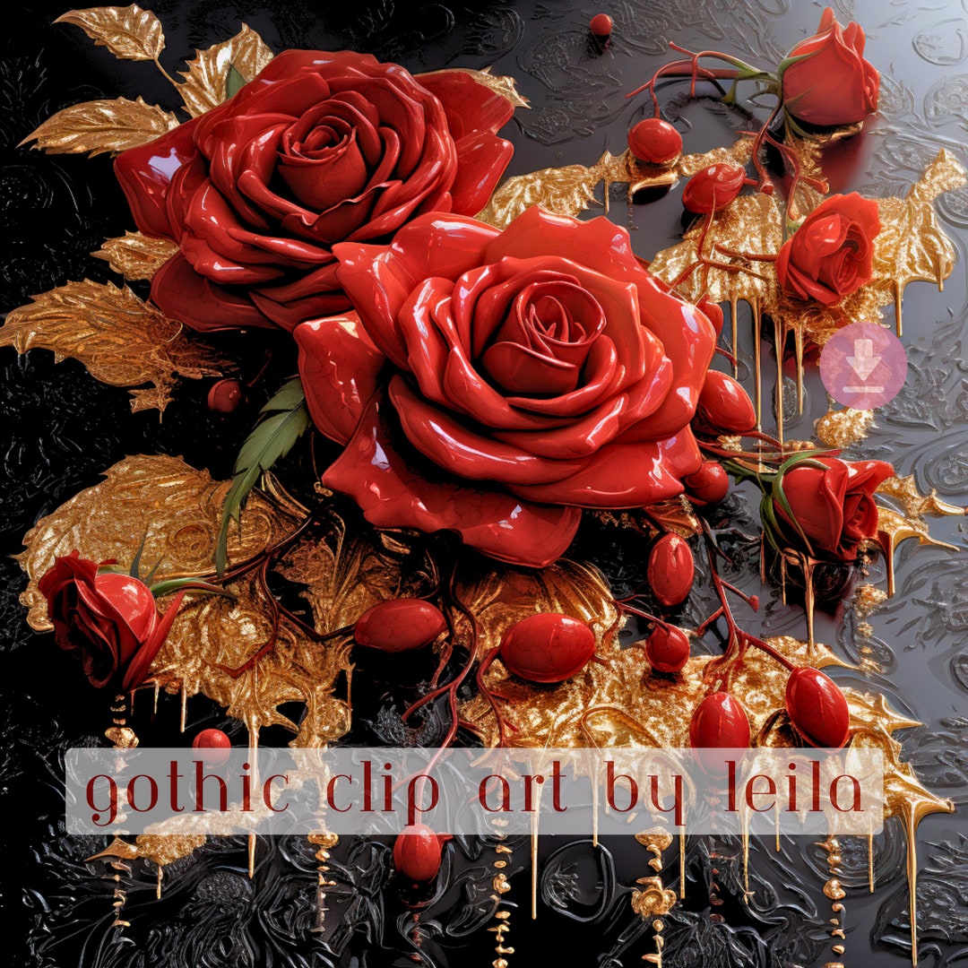 Gothic Rose Clip Art, Gothic Clip Art, File for Printing, Sublimation