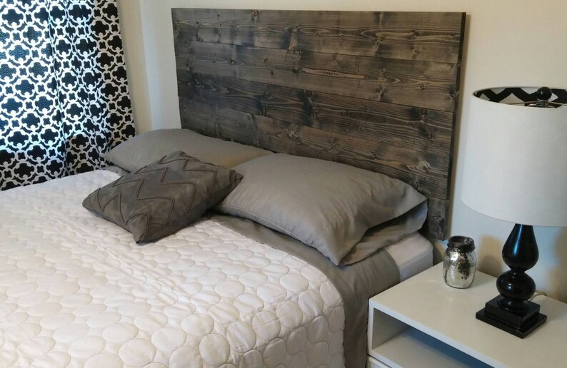 Ebony Rustic Wood Headboard Twin King Choose From 6 Stains Image 0