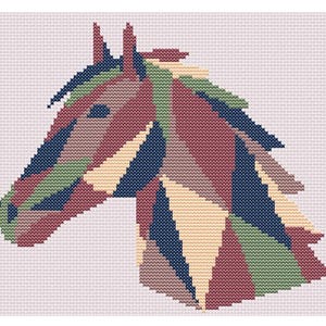 Mosaic Horse Downloadable PDF Counted Cross Stitch Pattern ~ DIY ~ Easy ~ Beginner