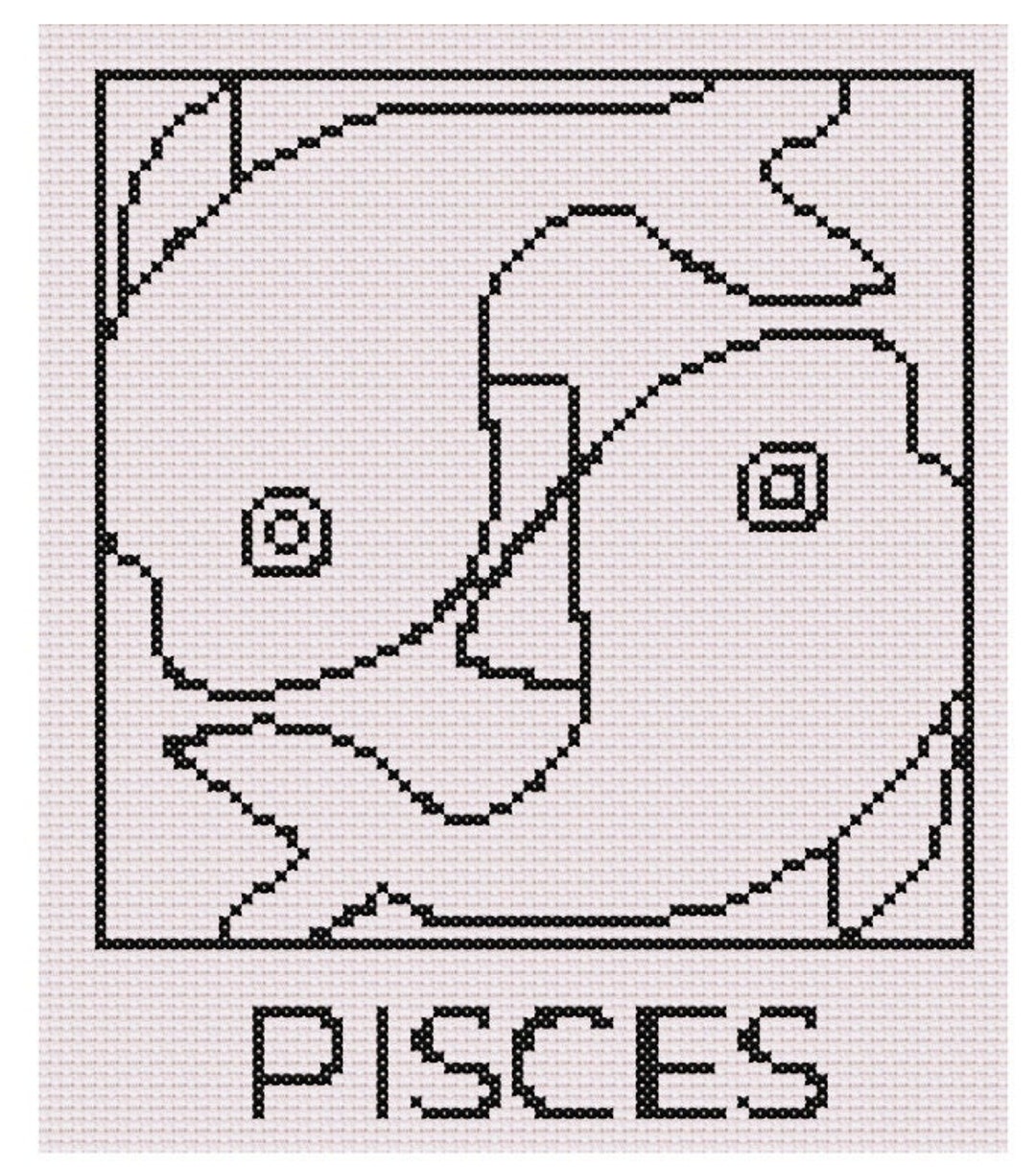 Pisces Pdf Pisces Zodiac Sign Downloadable PDF Counted Cross Stitch Pattern ~ DIY ...