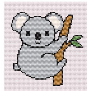 Cute Baby Koala Downloadable PDF Counted Cross Stitch Pattern ~ Easy ~ Beginner ~ DIY